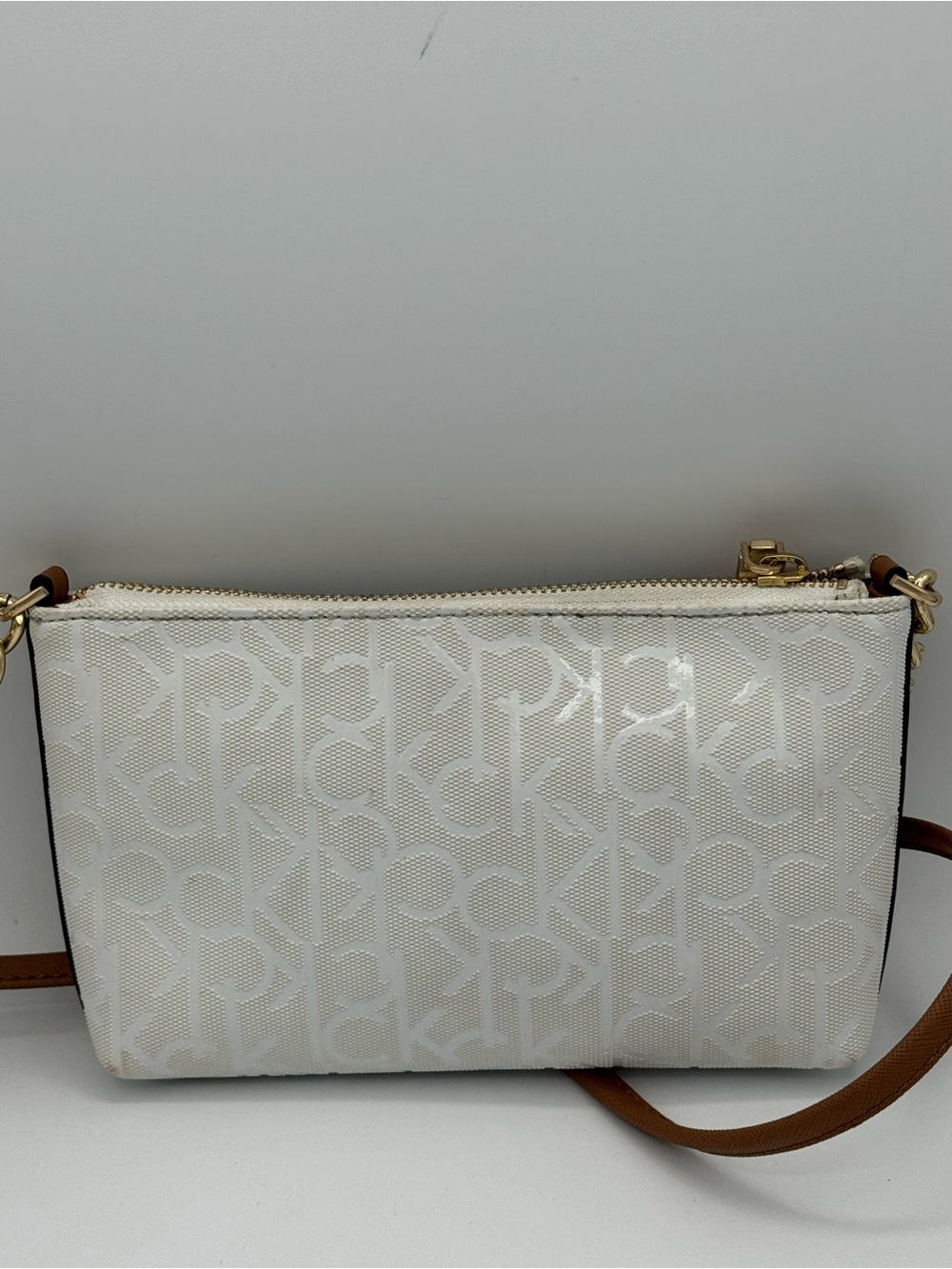 Calvin Klein Vanilla Floral Monogram Crossbody Bag- Pastel with Gold Hardware - Picture 3 of 9